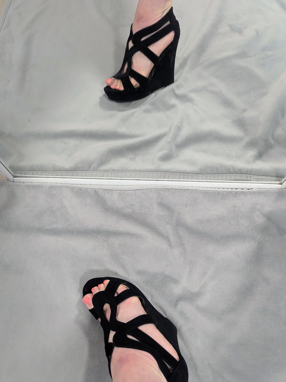 Top Moda Black Faux Suede Wedge Platform Sandals